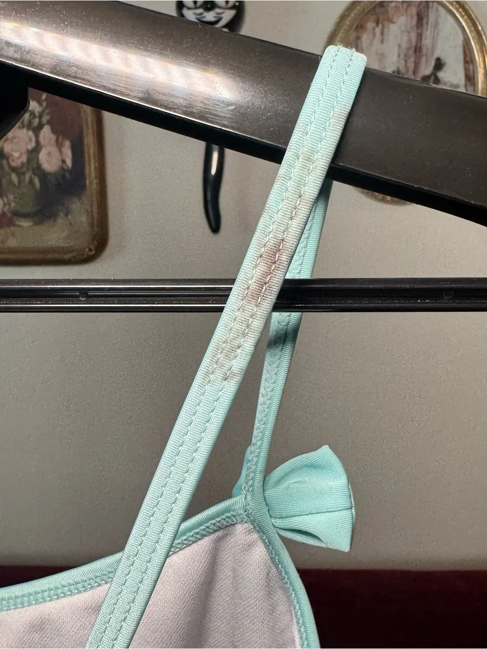 Striped Joe Boxer Tankini Top with Mint Heart Accent